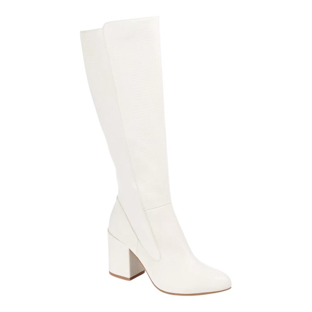 Journee Collection Women's Tavia Block Heel Knee High Boots White Size 7